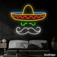 thumbnail image 1 of Craftnamesign Sombrero Hat Neon Sign, Mexican Restaurant Decor, LED Sign, 1 of 4