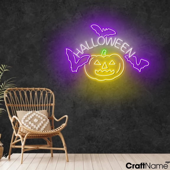 Craftnamesign Spooky Vibes Neon Sign Light Up Sign For Halloween Holiday Wall Decor