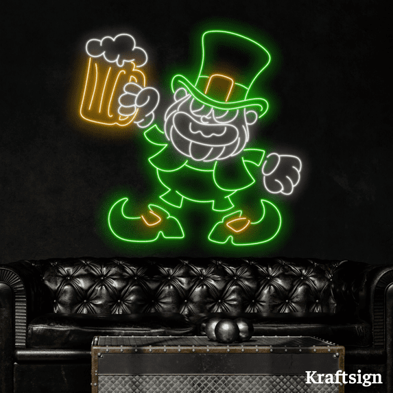 Craftnamesign St. Patrick Day Neon Sign,Beer Restaurant Decor,Patrick Sign