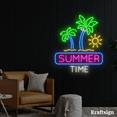 thumbnail image 1 of Craftnamesign Summer Time Neon Sign, Beach Club Decor, Summer Vibes Signs, 1 of 4
