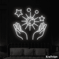 thumbnail image 1 of Craftnamesign Sun Moon Star Hand Neon Sign, Bedroom Decor, Dad Mom Gifts, 1 of 4