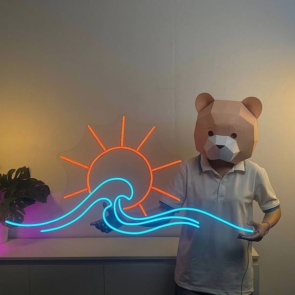 Craftnamesign Sunrise Wave Neon Light Wall Decor, Wave Led Sign For Home Wall Art