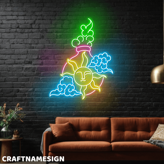 Craftnamesign Sunshine Cloud Neon Light, Wall Art For Spa Living Room Decor