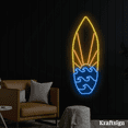 thumbnail interactive-video image 1 of Retro Surfboard Sign – "Surf's Up Sunset" – Metal Wall Art For Tiki Bar, Beach, Tropical Home Decor – 17x4.5 In 1 of 2