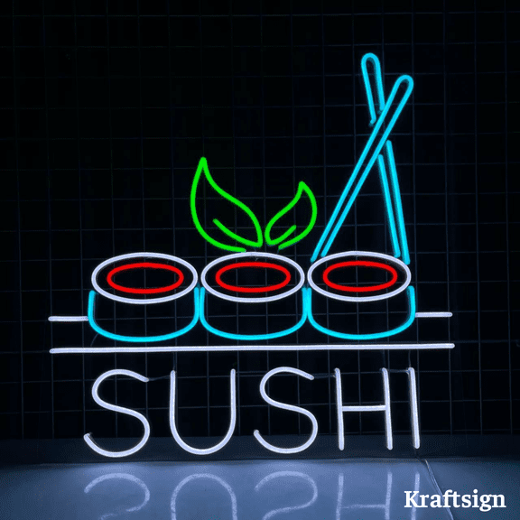 Craftnamesign Sushi LED Light Neon Sign 23" x 23" for Sushi Restaurant Shop Wall Art