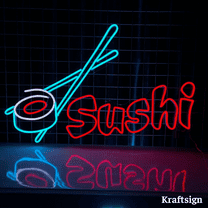 Craftnamesign Sushi LED Neon Sign 20" x 13" for Sushi Restaurant Store Wall Art