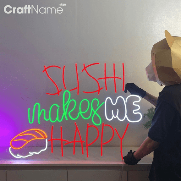 Craftnamesign Sushi Led Light for Japanese Restaurant Wall Art, Sushi Store Wall Decor