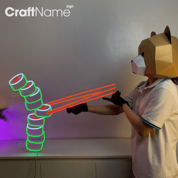 Craftnamesign Sushi Led Light for Japanese Sushi Restaurant Wall Art, Sushi Store Wall Decor