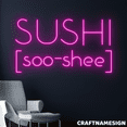 thumbnail image 1 of Craftnamesign Sushi Neon Sign, Soo Shee Wall Decor, Japanese Restaurant Wall Art, 1 of 4