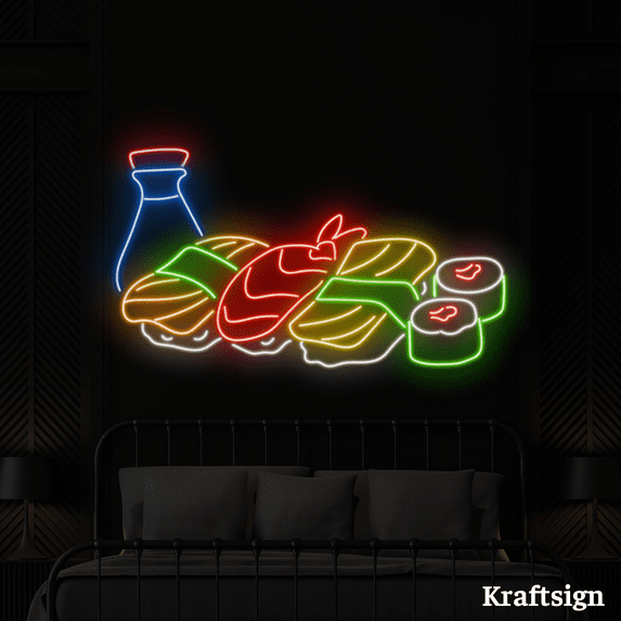 Craftnamesign Sushi Neon Sign, Sushi Restaurant Japanese Decor, Sushi Sign