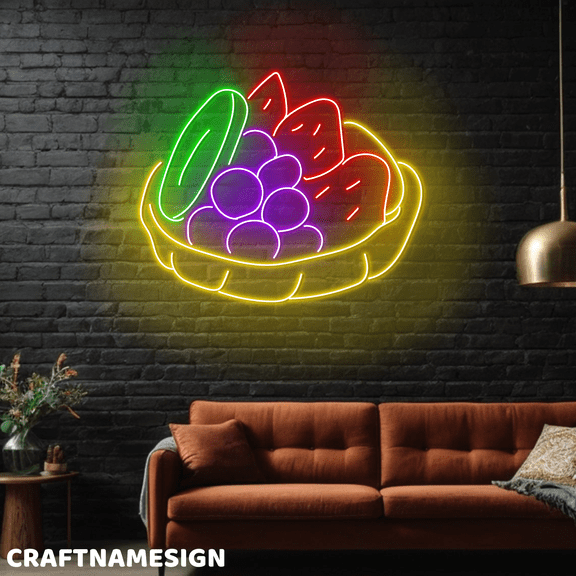 Craftnamesign Sweet Fruit Tart Neon Sign, Dessert Wall Art, Bakery Wall Decor