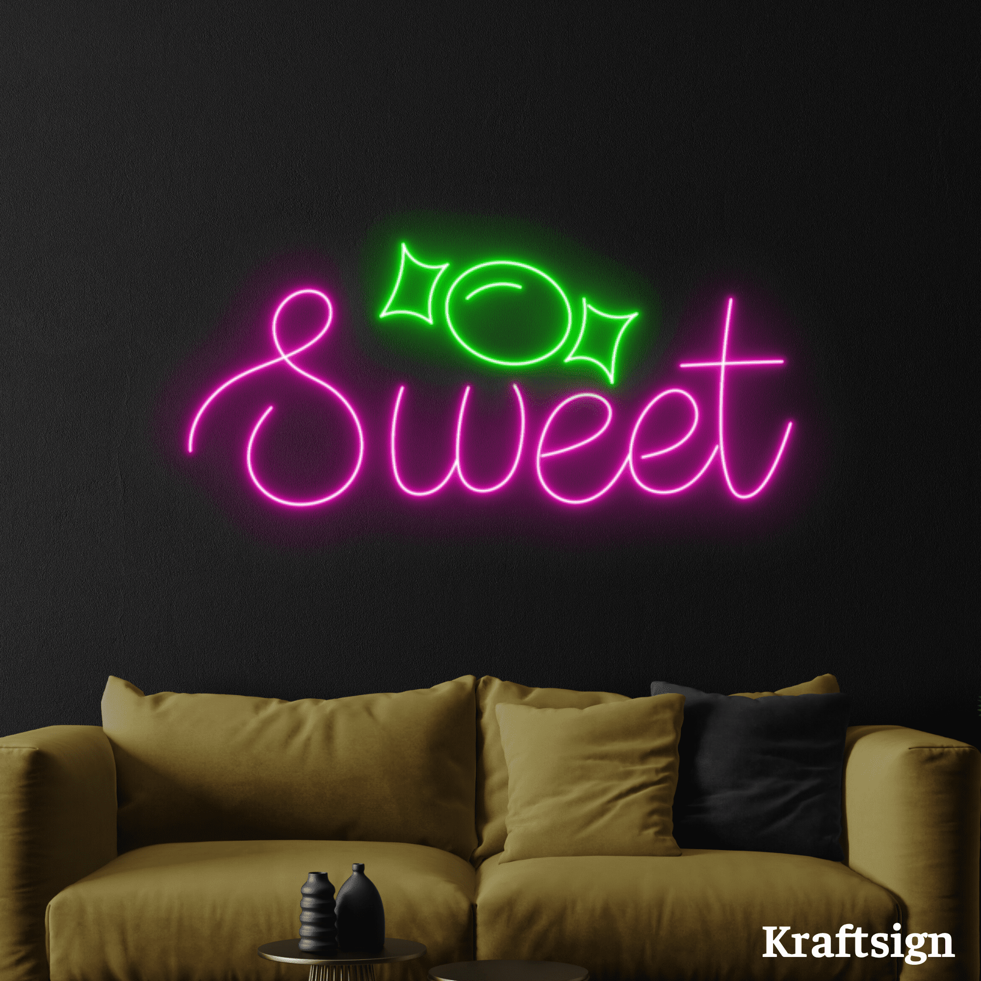 Craftnamesign Sweet Neon Sign, Candy Shop LED Sign, Sweet Store Decor