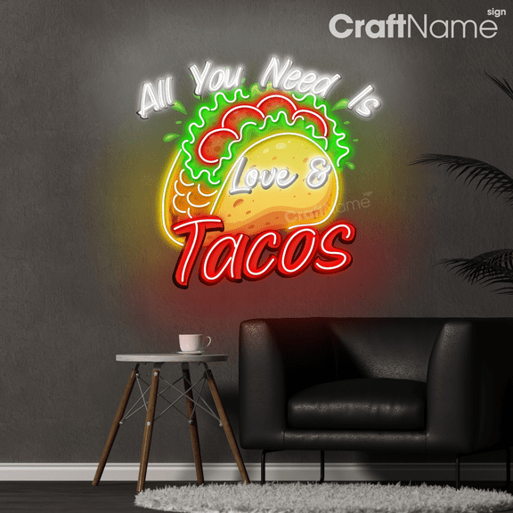 Craftnamesign Tacos Led Light for Mexican Tacos Shop Wall Decor, Tacos Lover Gift, Kitchen Wall Art