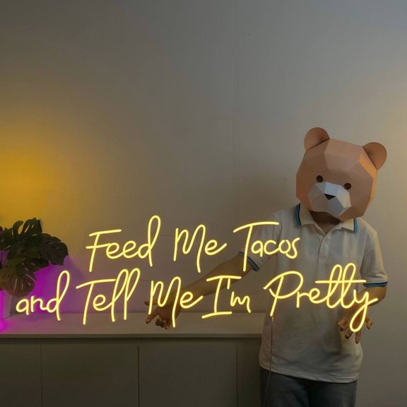 Craftnamesign Tacos Neon Light For Wall Decor, Mexican Tacos Restaurant Led Sign Wall Art