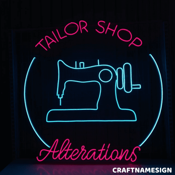 Craftnamesign Tailor Shop Neon Light, Welcome Sign For Alteration Shop Wall Decor