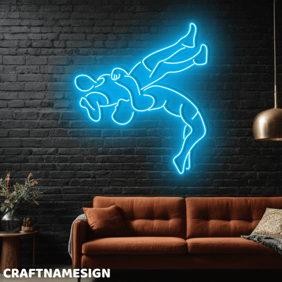 Craftnamesign Takedown Neon Sign, Wrestling Wall Decor, Wrestling Arena Wall Art