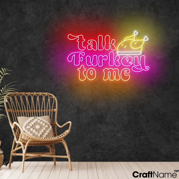 Craftnamesign Talk Turkey To Me Neon Light Up Sign For Chicken Restaurant Holiday Decor
