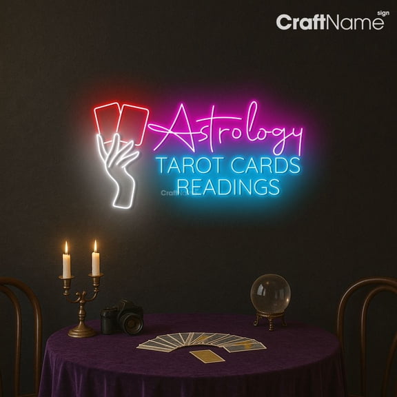 Craftnamesign Tarot Led Light for Psychic Tarot Room Wall Decor, Fortune Teller Shop Wall Art