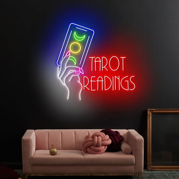 Craftnamesign Tarot Reading Neon Sign, Psychic Reading Neon LED Light, Tarot Wall Art Decor