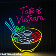 thumbnail image 1 of Craftnamesign Taste Of Vietnam Neon Sign, Beef Pho Wall Decor, Restaurant Wall Art, 1 of 5