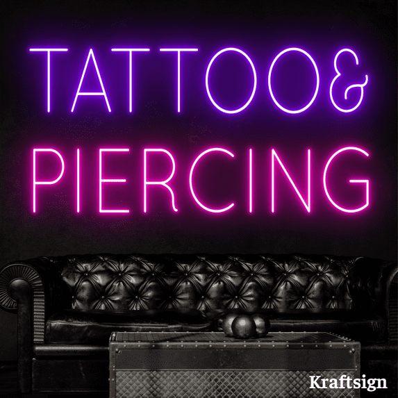 Craftnamesign Tattoo & Piercing Neon Sign, Tattoo Sign, Piercing LED Sign