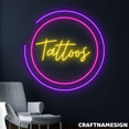 thumbnail image 1 of Craftnamesign Tattoos Neon Sign, Tattoo Studio Wall Art, Tattoo Open Wall Decor, 1 of 4
