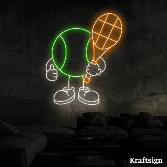 Craftnamesign Tennis Ball Neon Sign, Tennis Lover Gifts, Tennis Club Decor