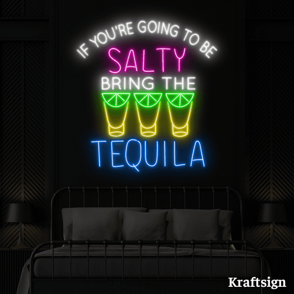 Craftnamesign Tequila Neon Sign, Cocktail Bar LED Sign, Mexican Bar Decor