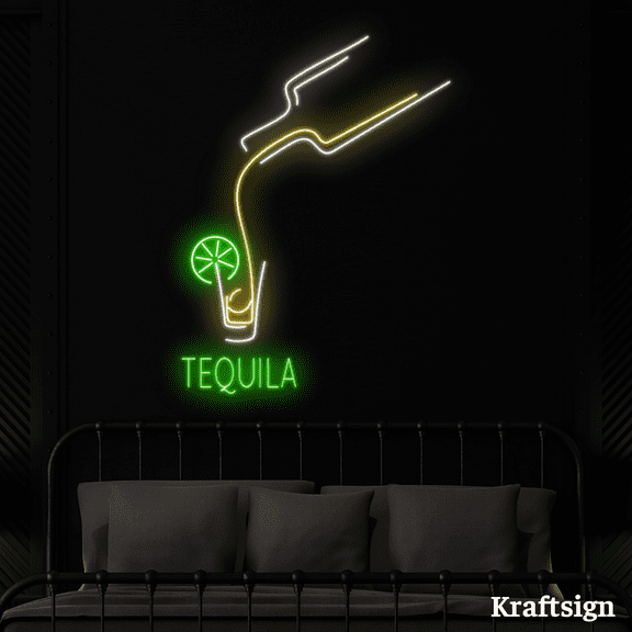 Craftnamesign Tequila Neon Sign, Cocktail LED Sign, Bar Restaurant Decor