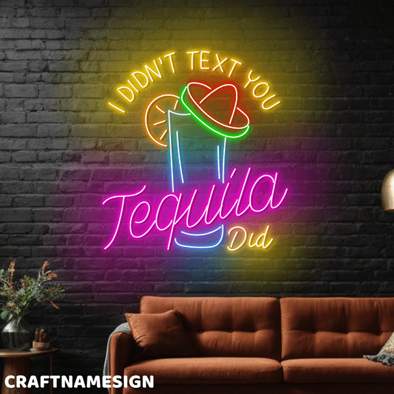 Craftnamesign Tequila Neon Sign, Mexican Drink Wall Sign, Cocktail Wall Decor