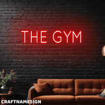 Craftnamesign The Gym Neon Sign, Workout Wall Sign, Open Sign Wall Decor
