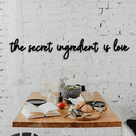 Craftnamesign The Secret Ingredient Is Love Metal Wall Art, Kitchen Wall Sign, Kitchen Decor