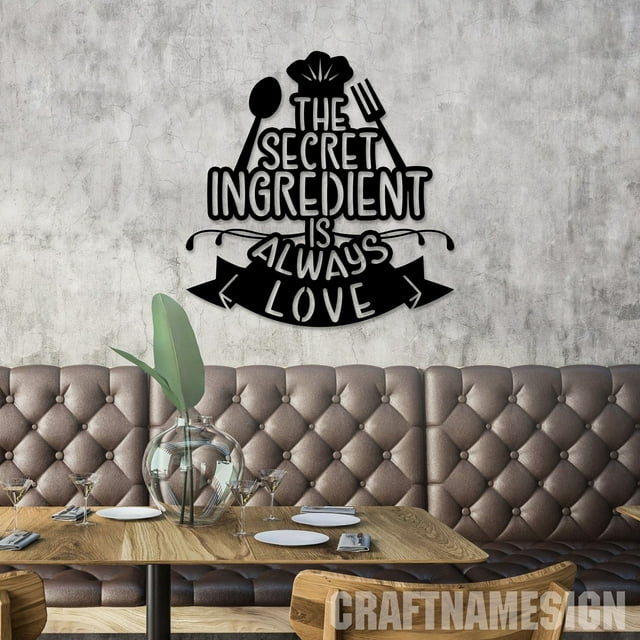 Craftnamesign The Secret Ingredient is Love Metal Wall Art Led Light ...