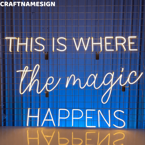 Craftnamesign This Is Where The Magic Happens Neon Sign, Quote Decor, Bedroom Wall Art