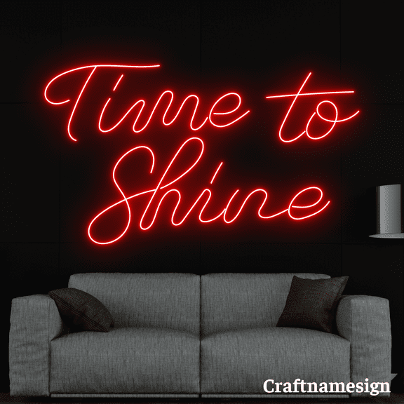 Craftnamesign Time To Shine Neon Sign for Bedroom Bar Club Restaurant Wall Decor