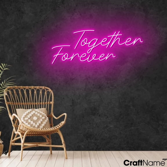 Craftnamesign Together Forever Neon Light Up Sign For Wedding Backdrop Decorations