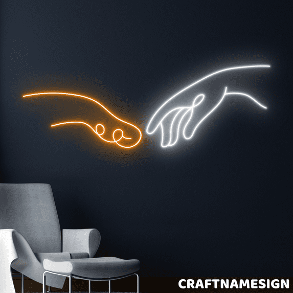 Craftnamesign Touch With Pet Neon Sign, Pet Spa Wall Decor, Minimalist Line Art