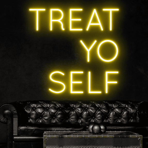 Craftnamesign Treat Yo Self Neon Sign, Quote Wall Art, Bedroom Wall Decor