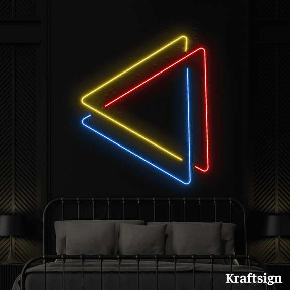 Craftnamesign Triangle Valknut Neon Sign, Bedroom Decor, Men Cave Wall Art