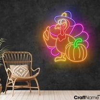 Craftnamesign Turkey Pumpkin Neon Sign, Thanksgiving Light Sign For Store Home Wall Decor