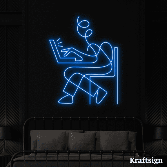 Craftnamesign Typing Line Neon Sign, Working Room Decor, Abstract Art Sign