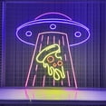 thumbnail image 1 of Craftnamesign UFO Astronaut Pizza Neon Signs, Pizza Restaurant Decor, Pizza LED Signage, 1 of 4