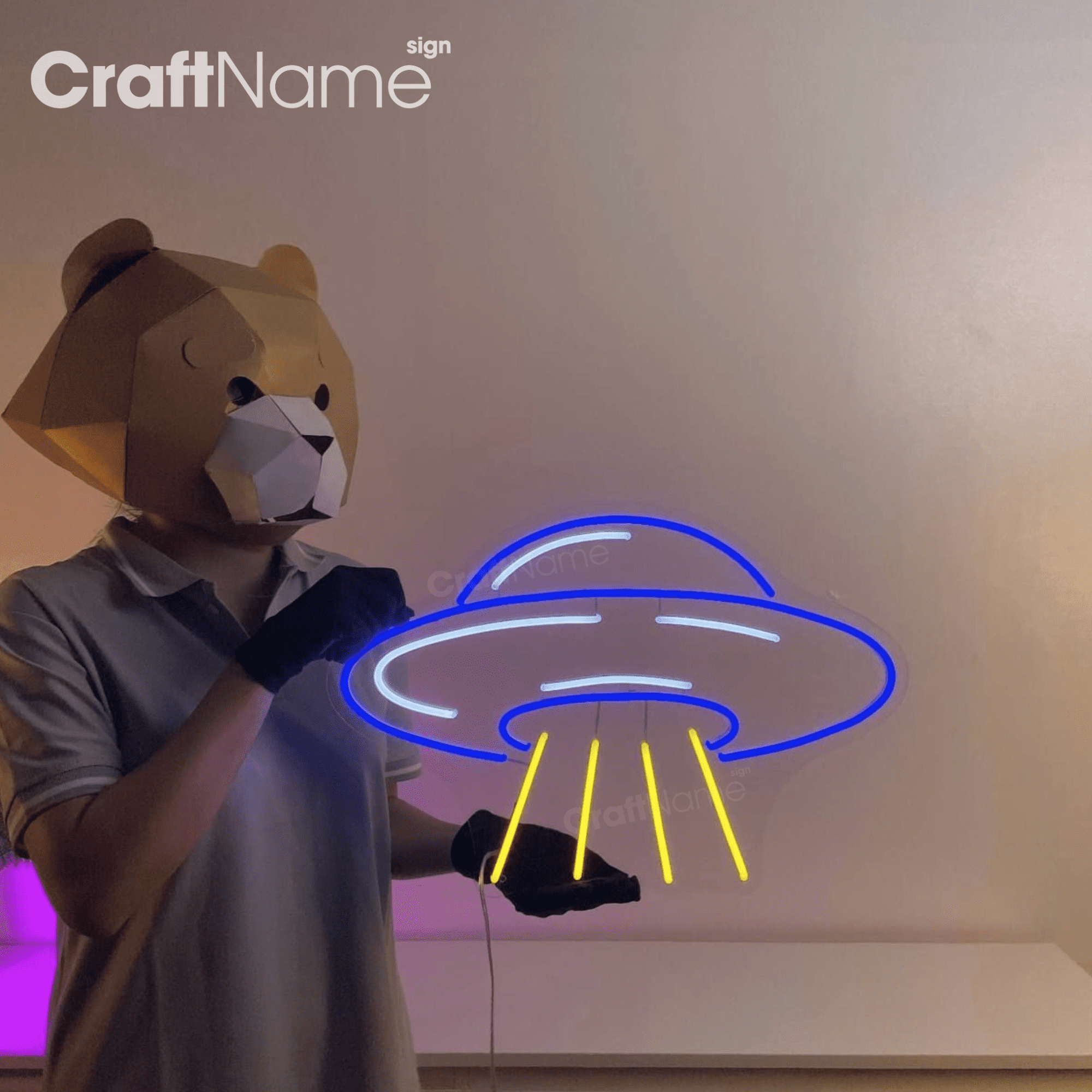 Craftnamesign UFO Spaceship Neon Sign for Home Bedroom, Gaming Room ...