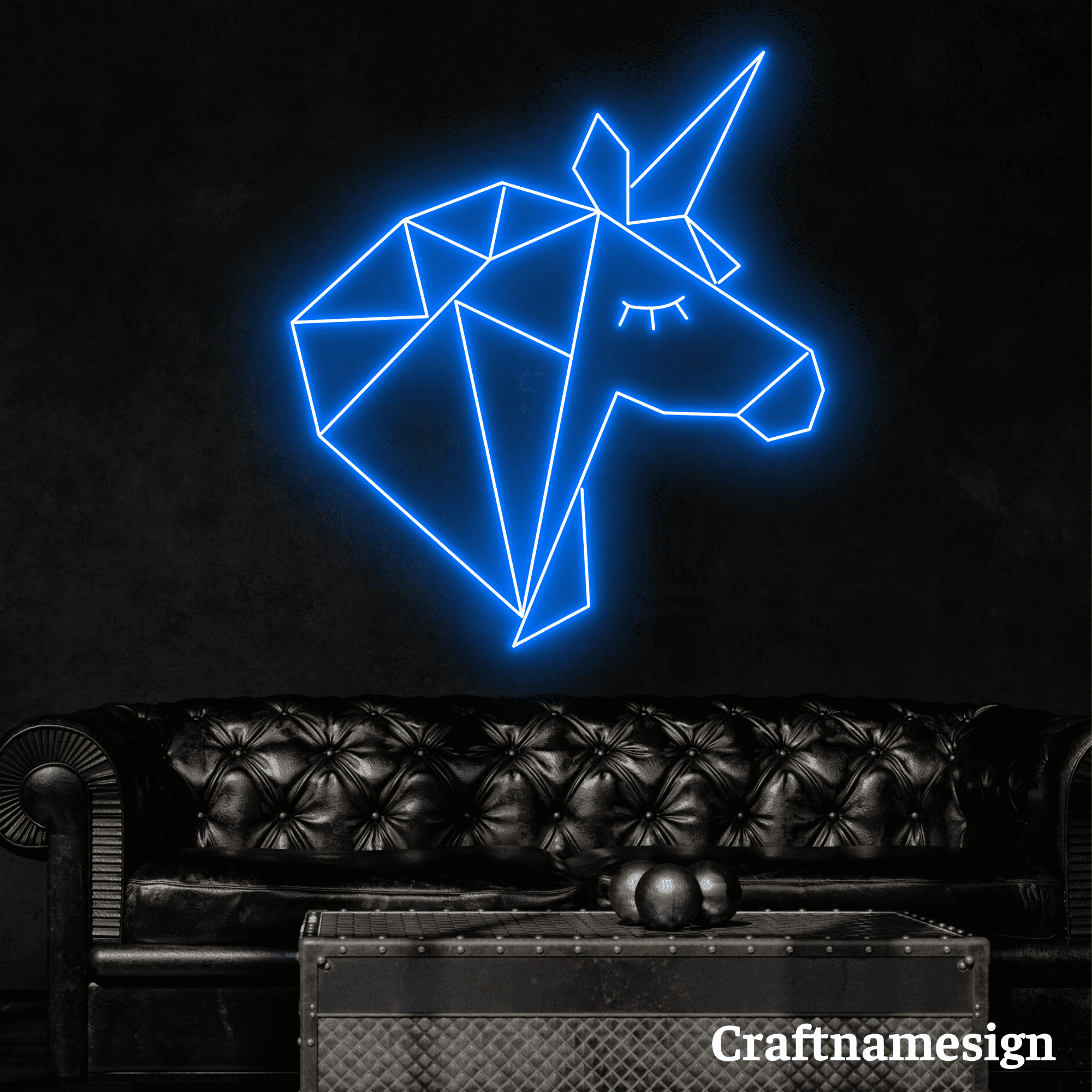Craftnamesign Unicorn Geometric Neon Sign for Bedroom Bar Party Wall