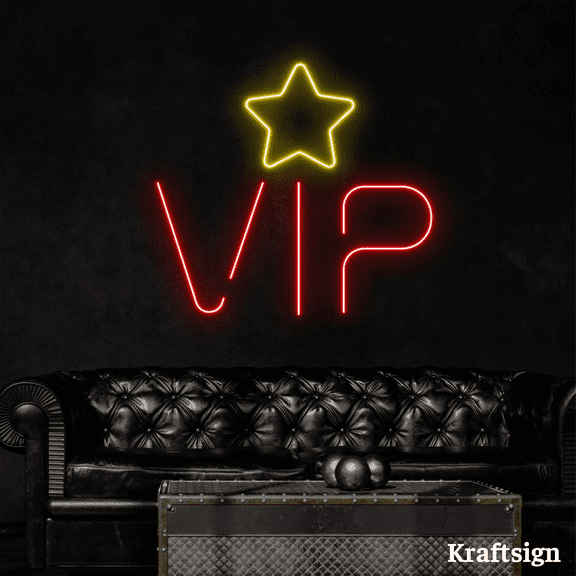 Craftnamesign VIP Star Neon Sign, Restaurant Decor, Clothes Shop Wall Art