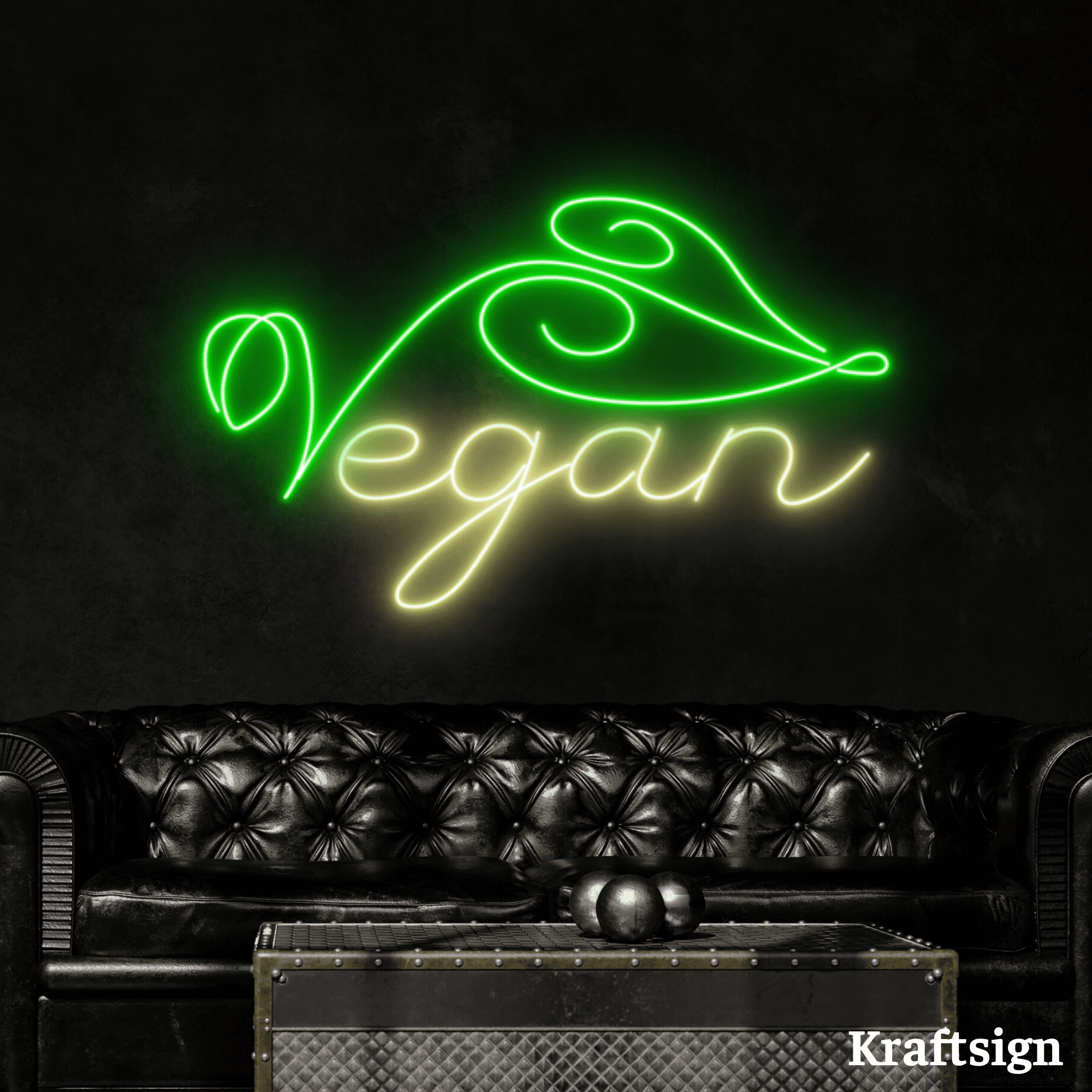 Craftnamesign Vegan Neon Sign, Vegan Restaurant Decor, Vegan Shop LED