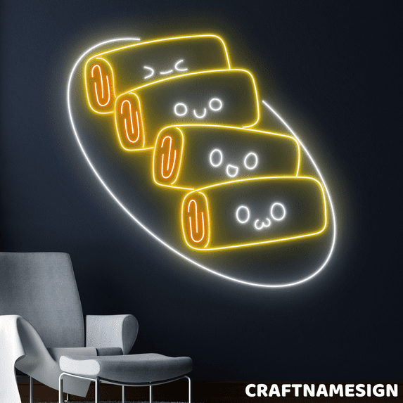 Craftnamesign Vietnamese Spring Roll Led Sign, Spring Roll Wall Art, Restaurant Decor
