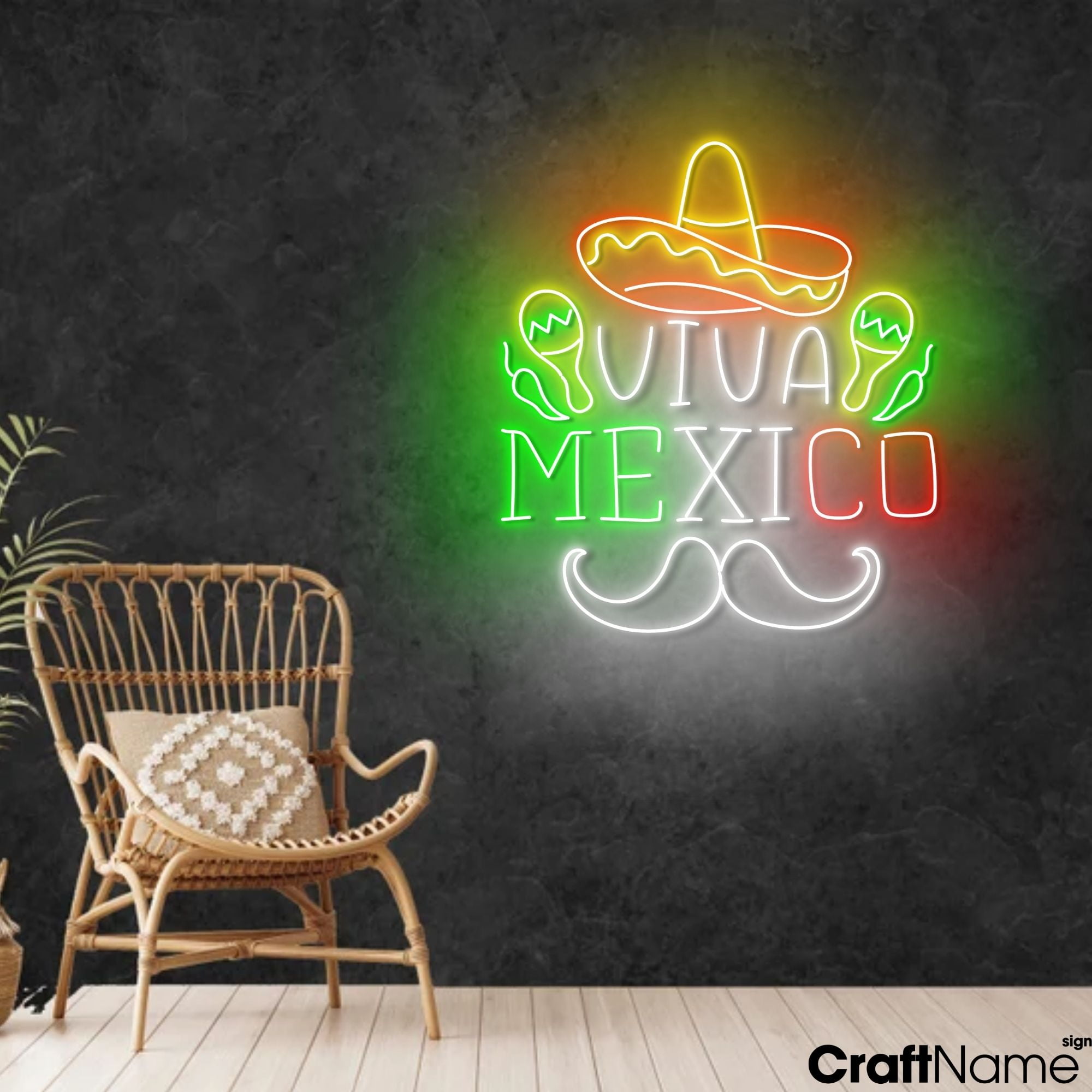 Craftnamesign Viva Mexico Neon Light Up Sign For Cinco de Mayo Party