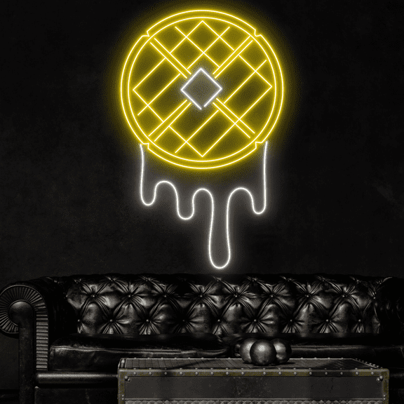 Craftnamesign Waffles Neon Sign, Waffles Wall Art for Restaurant Kitchen Bakery Decor