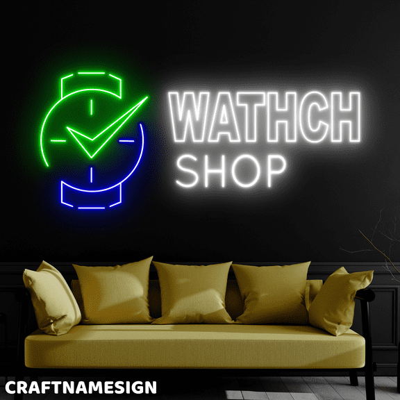 Craftnamesign Watch Shop Neon Sign, Watch Store Wall Art, Watch Showroom Wall Decor